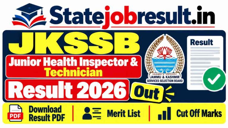 JKSSB Junior Health Inspector & Technician Result 2026 Out Soon, Download Merit List PDF