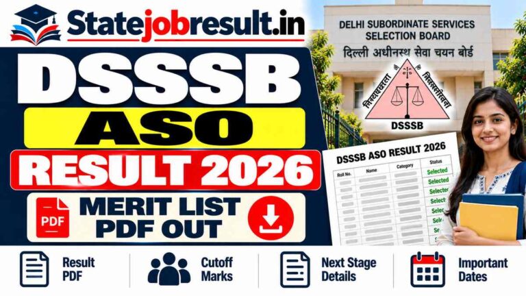 DSSSB ASO Result 2026, Download Merit List, Cut Off Marks