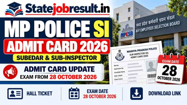 MP Police SI Admit Card 2026, Download Subedar & Sub-Inspector Hall Ticket