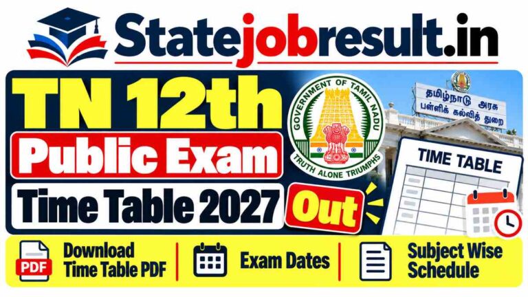 TN 12th Public Exam Time Table 2027 Out, Download TN +2 HSE Exam Date Subject Wise PDF @dge.tn.gov.in